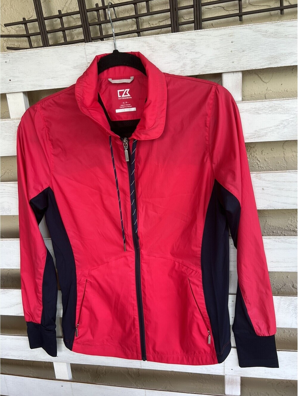 CUTTER & BUCK CB WeatherTec Womens Red Full Zip Golf Jacket Size S.